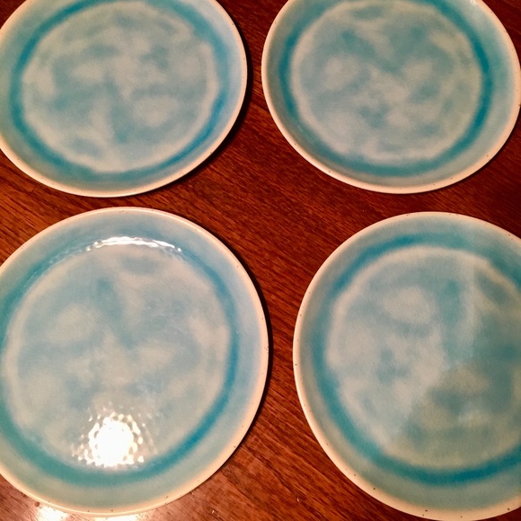 Aqua Blue Outdoor Melamine Dinner Plates - 4